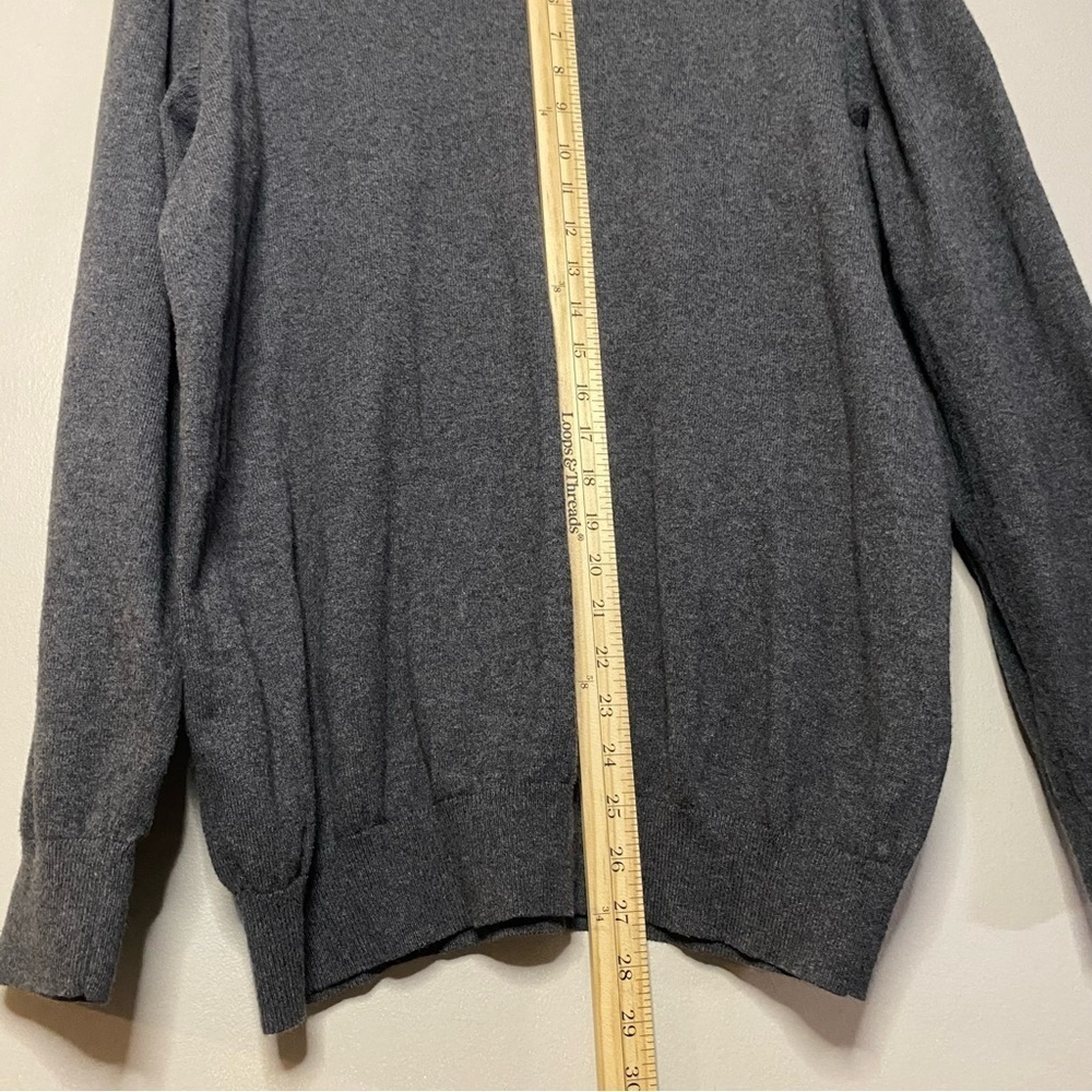LL Bean cotton cashmere V neck sweater large tall LT navy blue - Picture 5 of 6